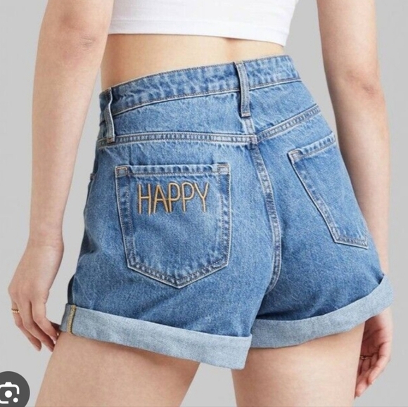 NWT Wild Fable Highest Rise Mom Short Cuffed Denim Jean HAPPY Shorts 0 25R 25 R - Picture 1 of 10